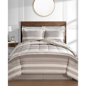 Fairfield Square Collection Austin Comforter Set King Taupe Striped 8-Pc BED46